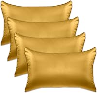 Vista 33 de Elegant Comfort Juego de 4 fundas de almohada de satén de viscosa refrescante con cierre de cremallera oculto, suave como la seda para el cuidado