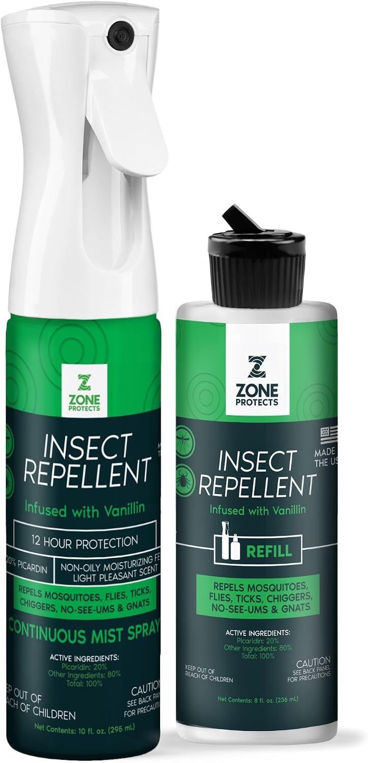 Scented Picaridin Insect Repellent Spray Mistosol + Refill Combo; Mosquitoes, Ticks, Gnats, No-Seeums; 12-hr Protection