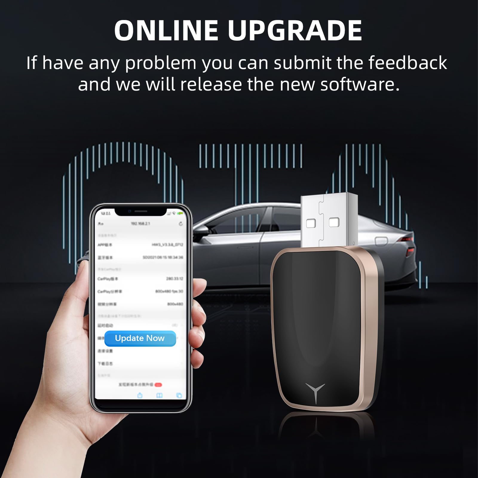 Ezonetronics Adattatore Carplay Wireless e Android Auto, Converte Carplay Cablato in Wireless 2-in-1 Plug & Play USB C/A,Mini e Stabile 5,8 GHz WiFi Bluetooth Compatibile con iOS 10+/ Android 11+