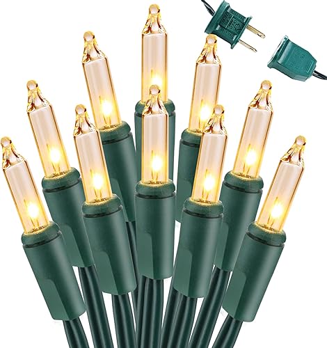 Brizled Luces incandescentes de Navidad blancas cálidas, 300 unidades de 69.6 pies conectables, mini luces transparentes para decoración de