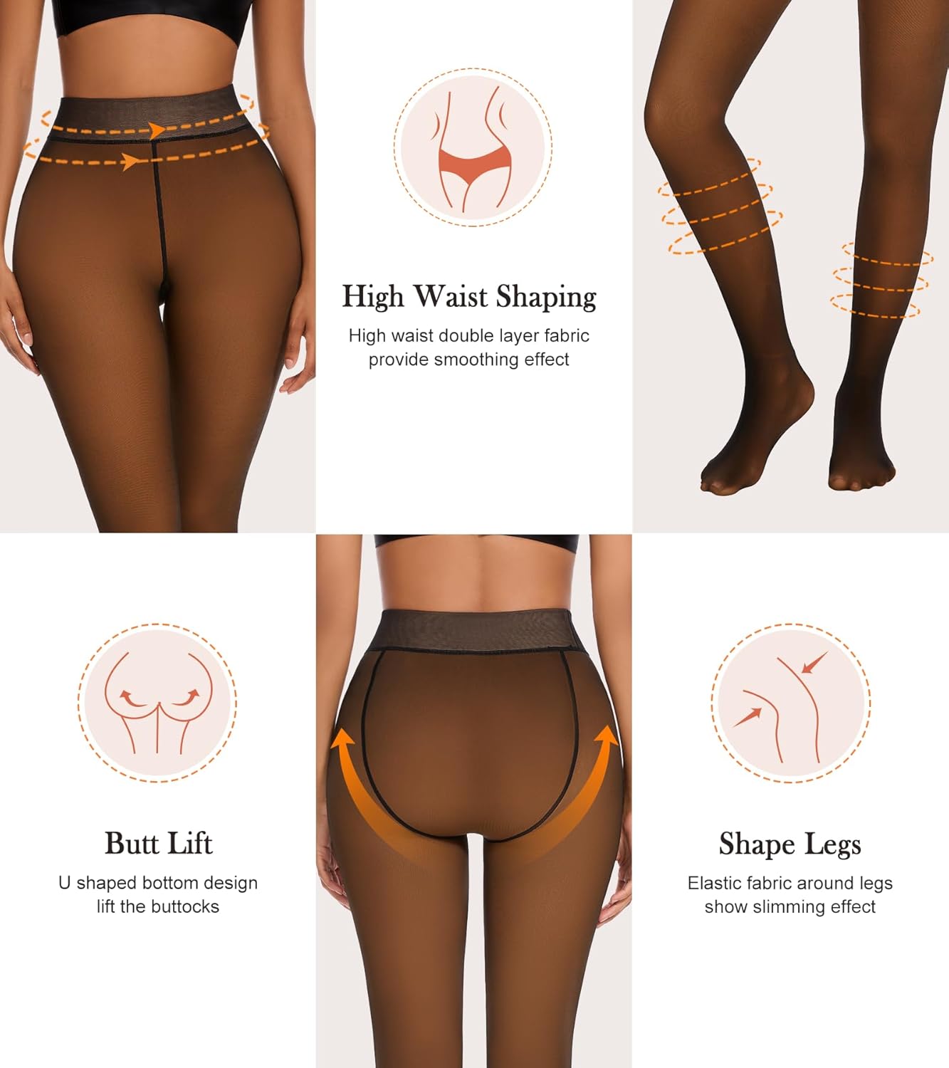 Fleece Lined Tights Sheer Women Fake Translucent Warm Pantyhose Sheer Leggings Thermal Thick Tights for Winter - Image 3