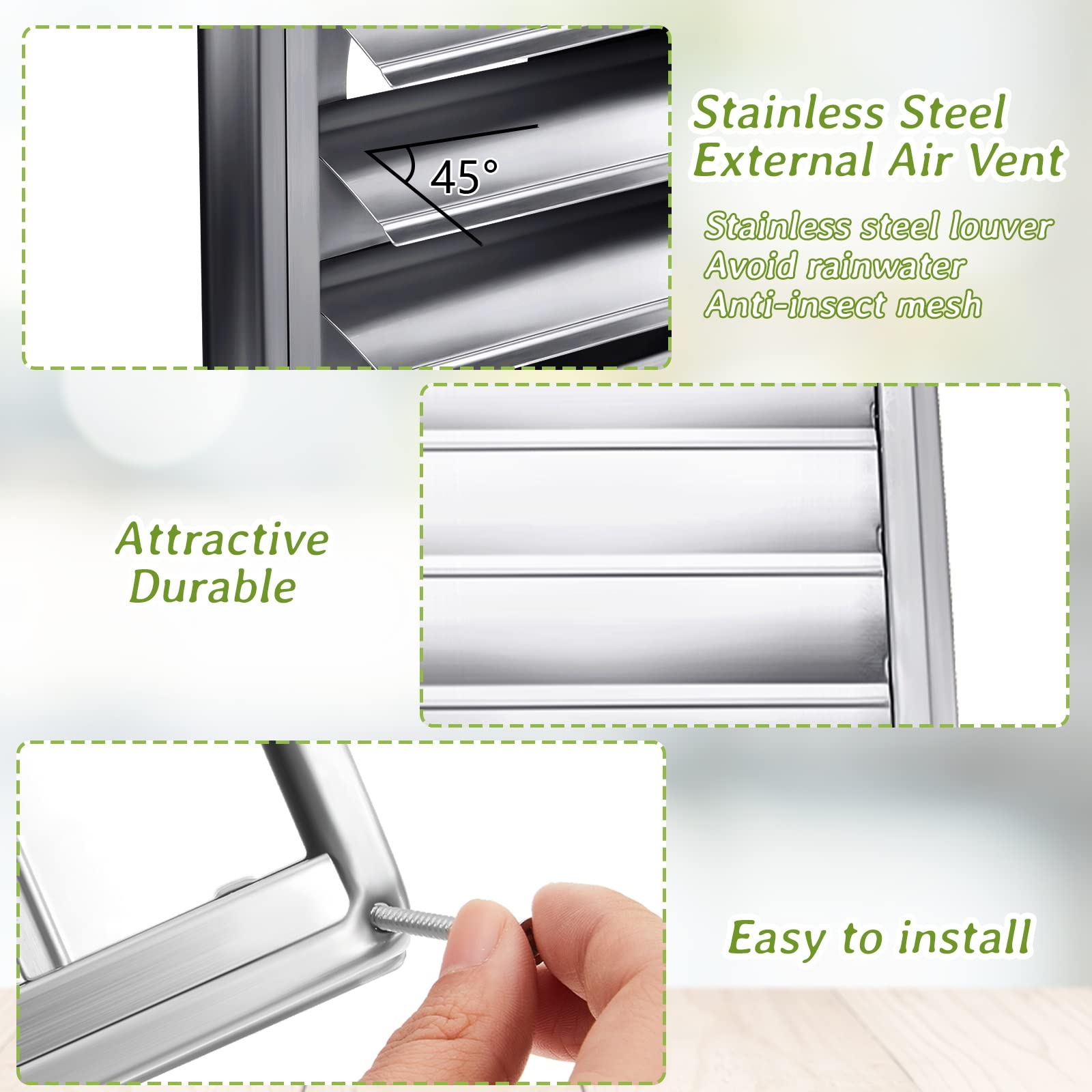 4 Inches Stainless Steel External Air Vent Cover Metal Dryer Vent Cover