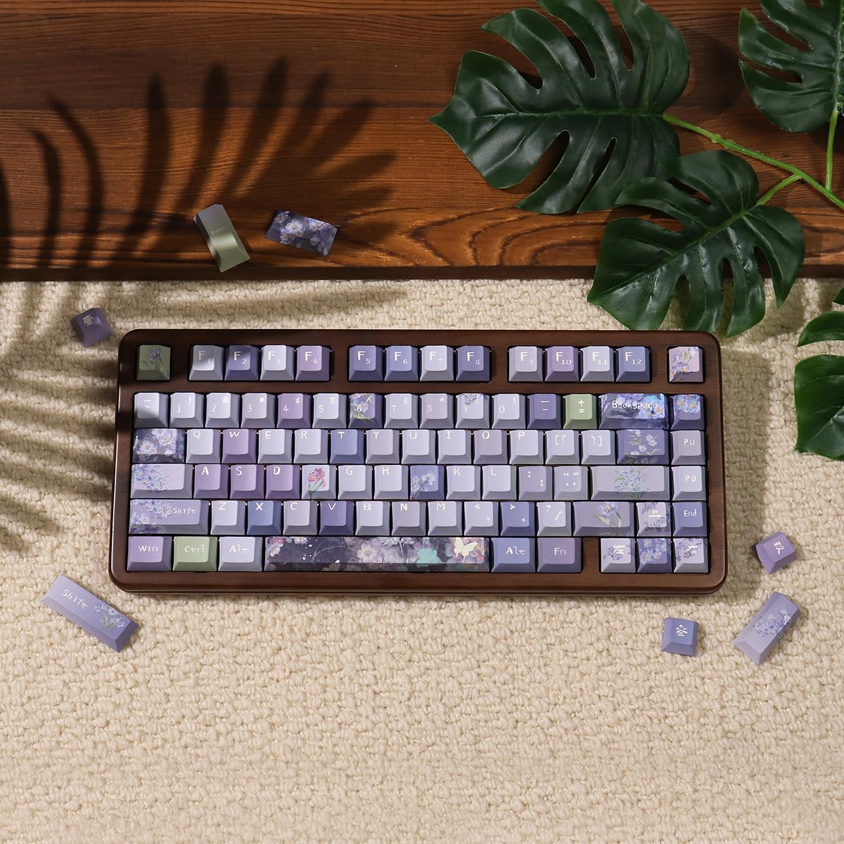Lot de 152 touches personnalisées en polybutylène téréphtalate (PBT), profil de cerisier, violettes, pour clavier mécanique à commutateur Cherry MX, Gateron, Alice