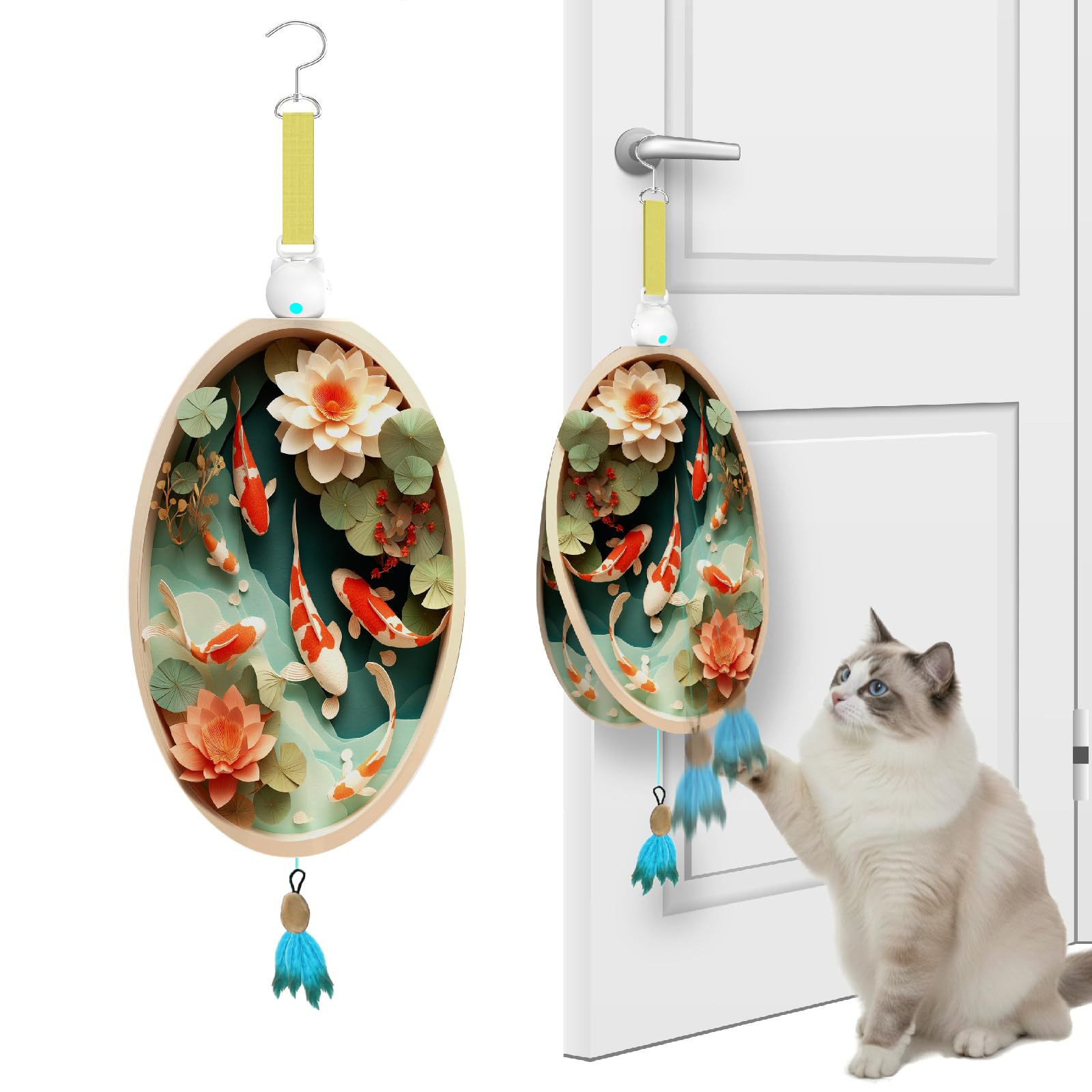 OtterVerz 11 Juguetes interactivos para gatos de interior, juguete de plumas colgante automático oculto para gatos, juguetes de enriquecimiento recargables activados por movimiento para gatos adultos