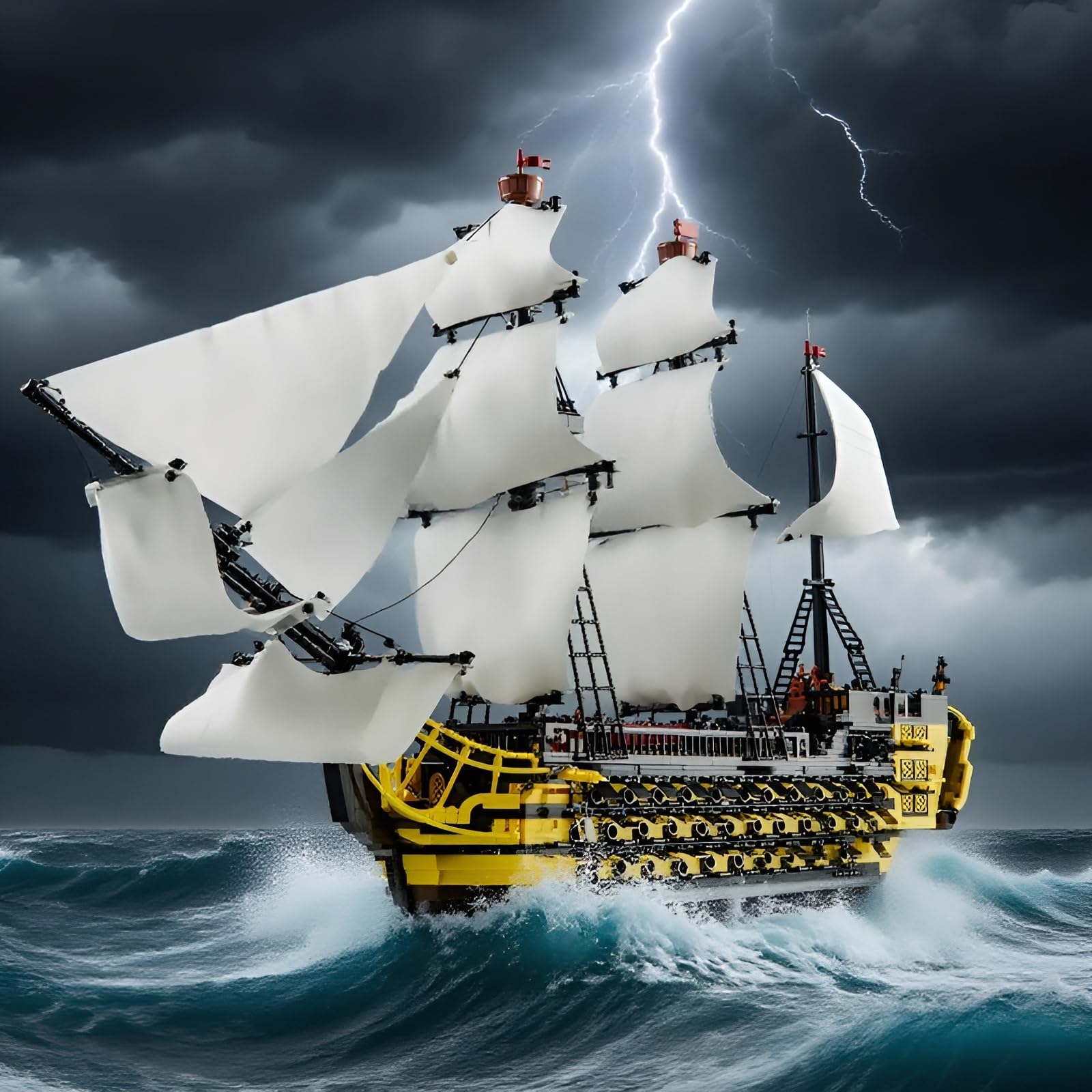DzirePada Endeavour Schiff Bausteine Bausatz, 2475Stück Piraten Boot Modell Spielzeug, MINT Segeln Schlachtschiff Klemmbausteine Kit, Ideen Geschenke für Jugendlicher Erwachsene