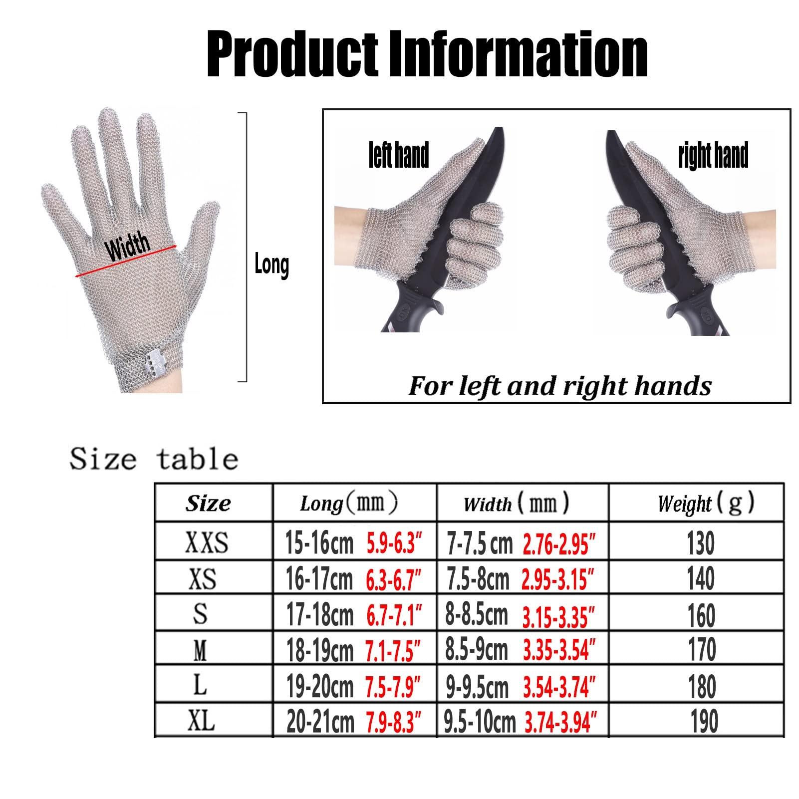 Rzeźnik Ze Stali Nierdzewnej Rękawice Odporne, Odzież Cięcie Drewna Rzeźba Szklana Maszyna Do Cięcia Warsztatu Metalowe Zawiasowe Rękawice (Size : 1pcs/XS)