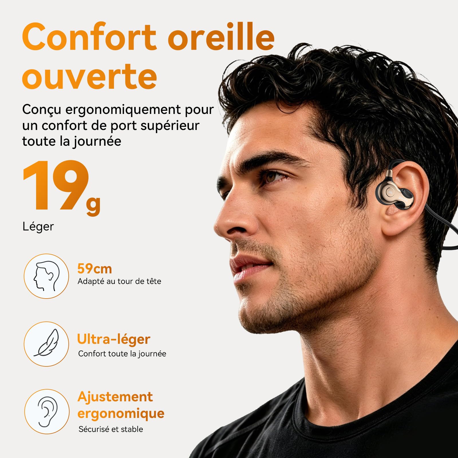OHAYO Écouteurs Bluetooth sans Fil Sport, Casque Bluetooth V6.0, Étanchéité IPX7, 10 Heures d'Autonomie, Recharge Rapide en 2 Heures, Compatible avec Apple, Xiaomi, Samsung, Etc