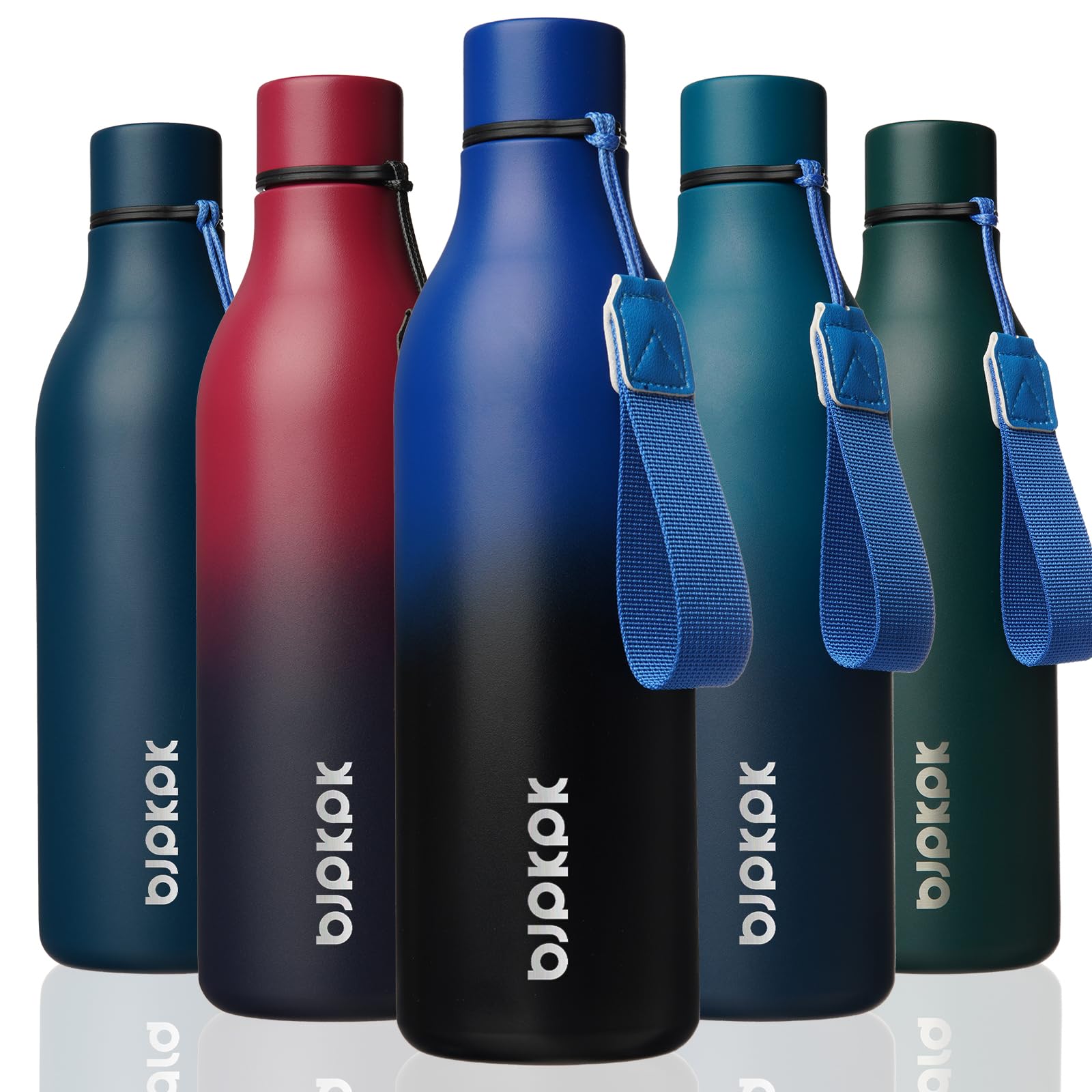 BJPKPK 25oz Insulated Water Bottle, Stainless Steel Bottle with Carry Strap | Keep Cold &amp; Hot Vacuum Insulation, Leak-Proof BPA-Free Design, Slim Bottle Fits Most Cup Holders for Gym, Office &amp; Travel