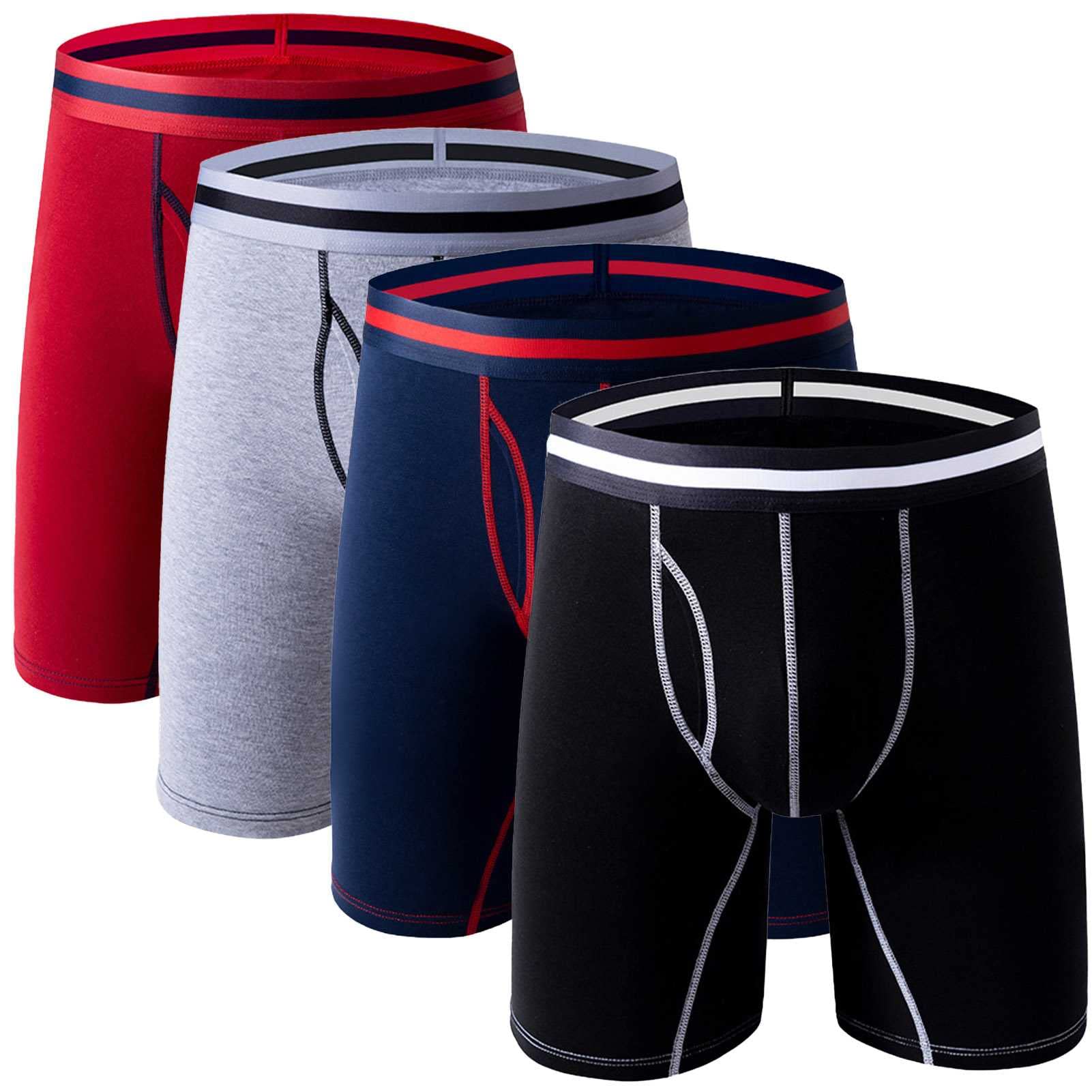 Wysokiej jakości regularne krótkie sporty i fitness bokserka bawełniana bawełniana bielizna męska 4-paczka(Size:M)