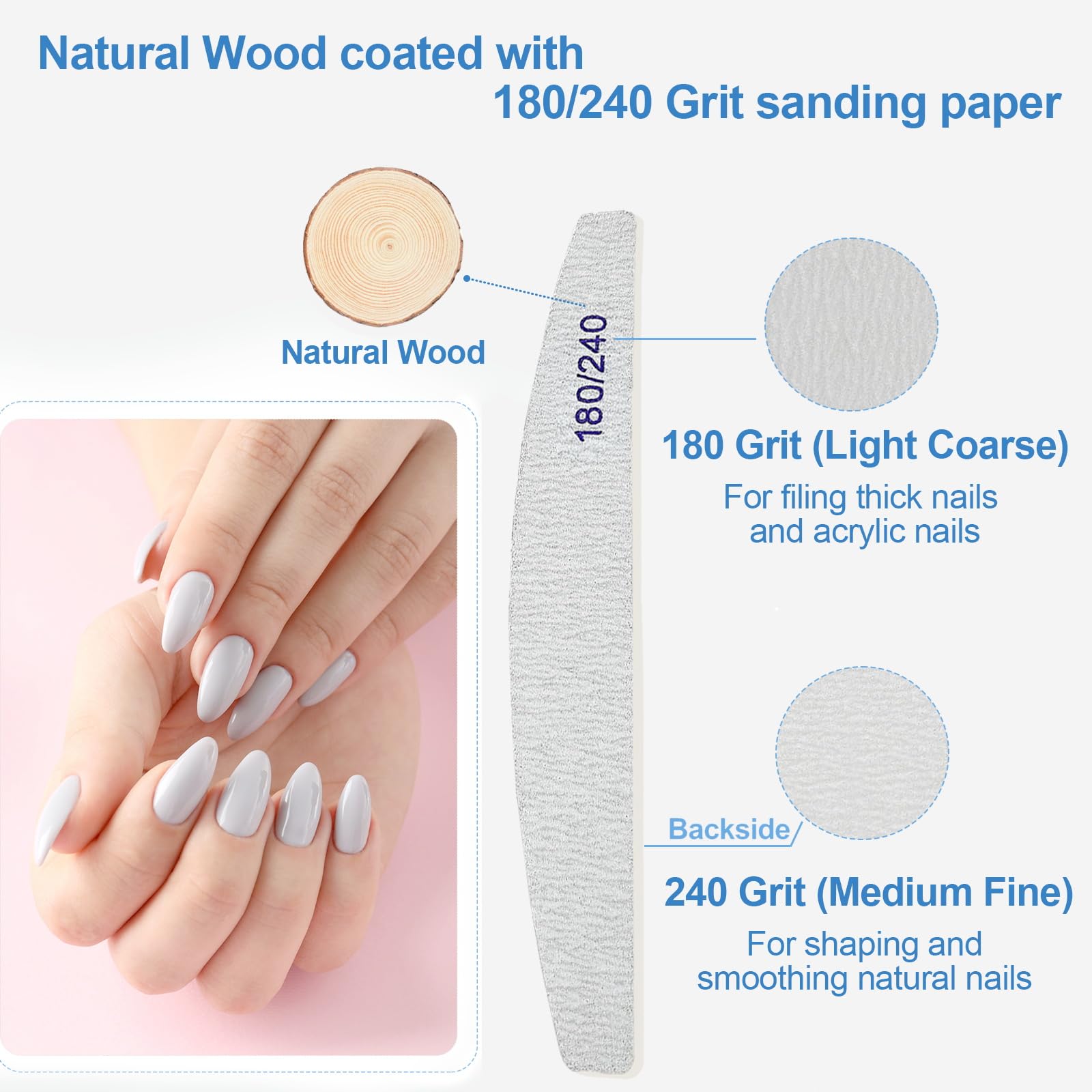 Nail Files 12 Pack 180 240 Grit Wooden Emery Board Desertcart