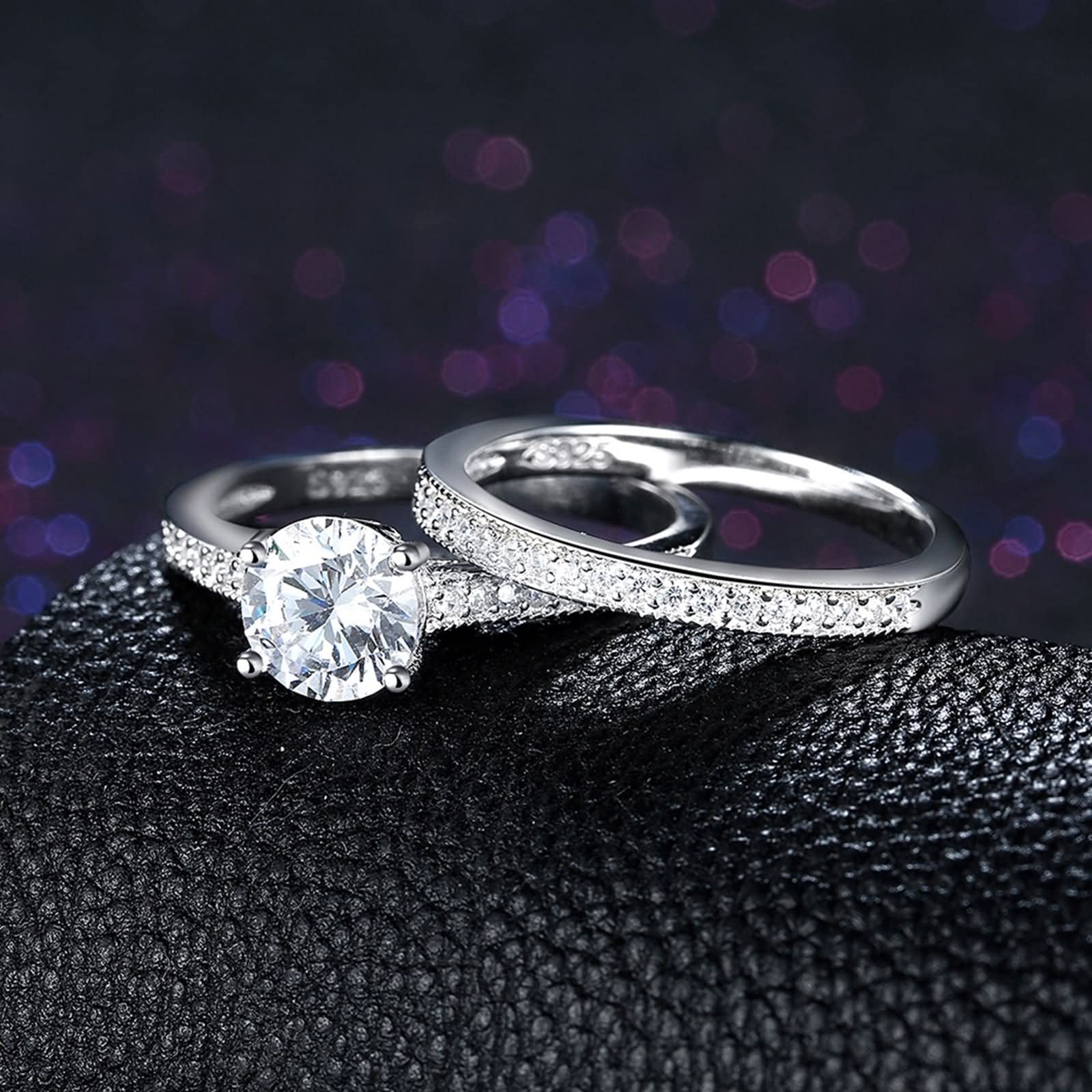 Ehering für Frauen, Mutter-Geschenke für Frauen, Ring-Set, 2 Ringe, Sterlingsilber mit Zirkonia