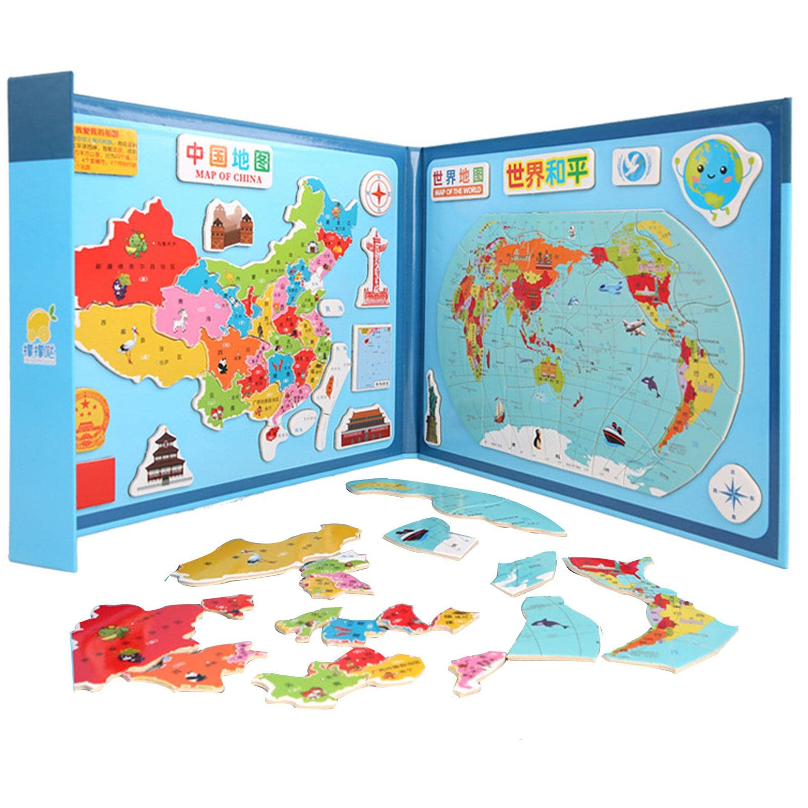 Dificato World Map Puzzle - Burr- China and World Map Puzzle Toy Set for Boys Girls,Wood Education Map Puzzles for Home, School