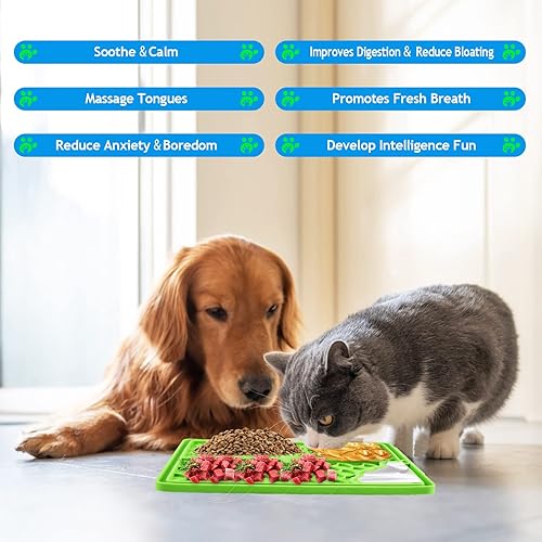 Miniatura 3 de CIICII Tapete grande para lamer perros y gatos, tapete de silicona para lamer perros de 10.3 x 8.3 pulgadas con ventosas (tapete verde para lamer