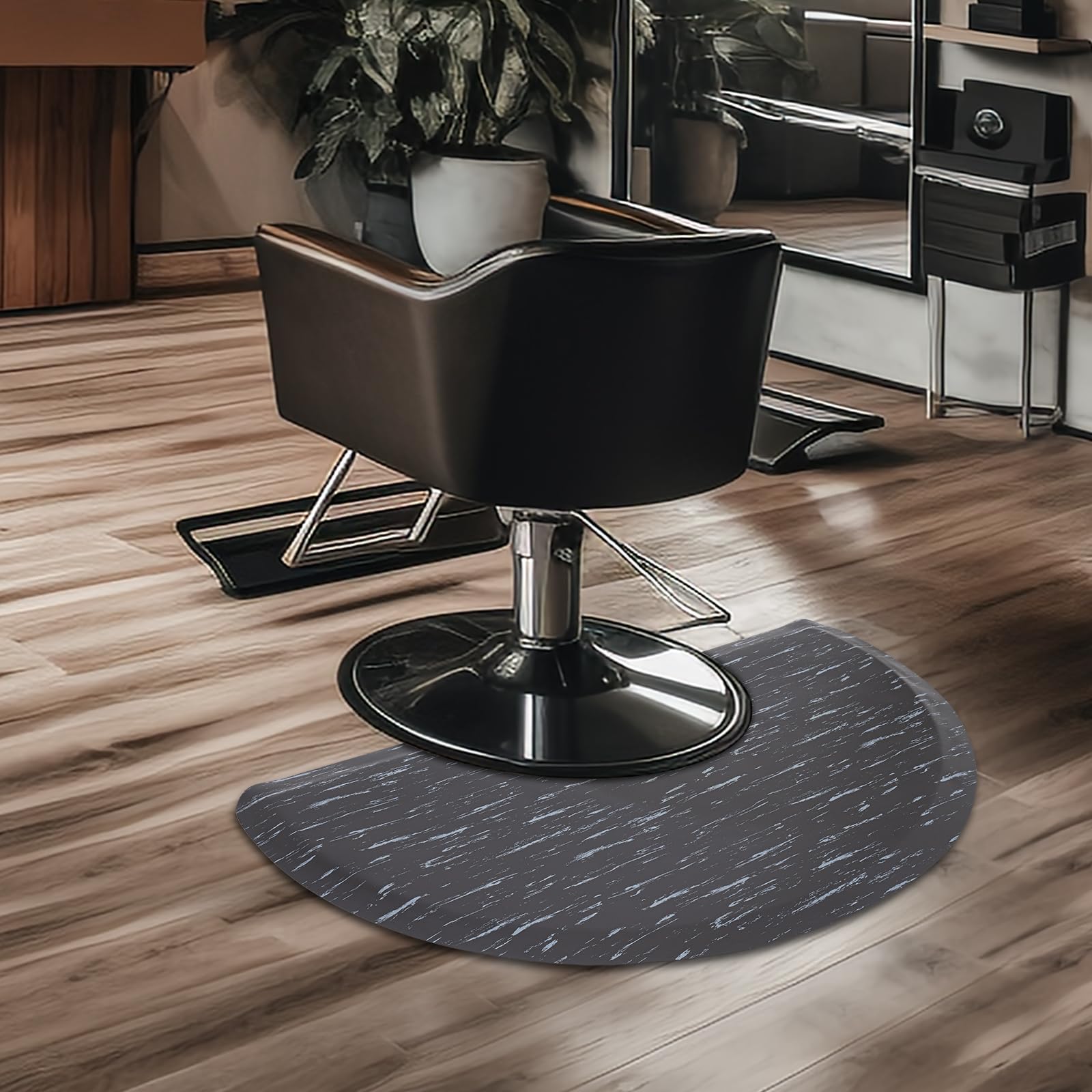 Tapis de sol de salon anti-fatigue Barber Shop Tapis de chaise, 3 x 5 m Tapis de salon semi-circulaire, pour coiffeurs, bureau confortable