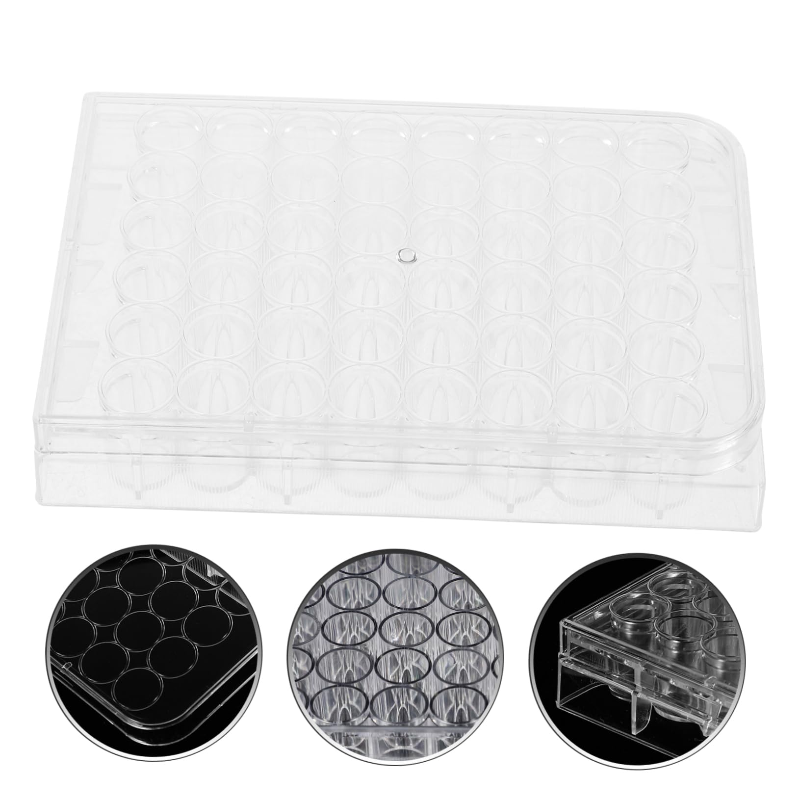 10 Piezas Plato Cultivo Bandejas Herramientas Pastillero Para Placa Cultivo Fondo Plano Tejido Equipo Clara Cultura Placas Petri 48 Bien Tapa Placa Reacción Piso