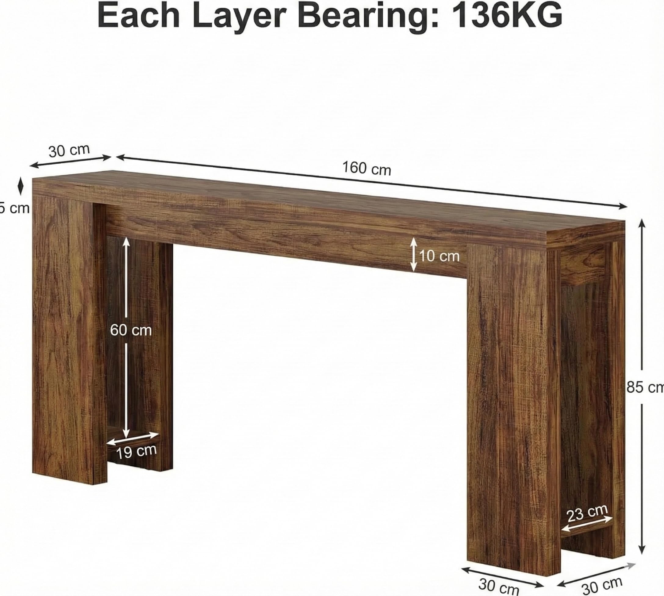 Lailang 160cm Consolle Ingresso, Tavolo Consolle, Mobile Ingresso Corridoio, Consolle Ingresso Legno, Consolle Dietro Divano, Tavolino Stretto E Alto, 160 x 30 x 85 cm, Marrone Scuro