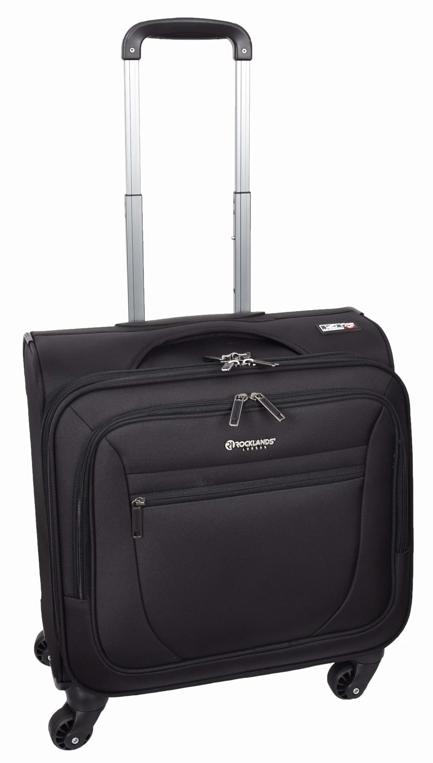 House Of Leather - Maletín de viaje para piloto, organizador de negocios, trolley de oficina, bolsa de cabina, 4 ruedas, Black, Cabin