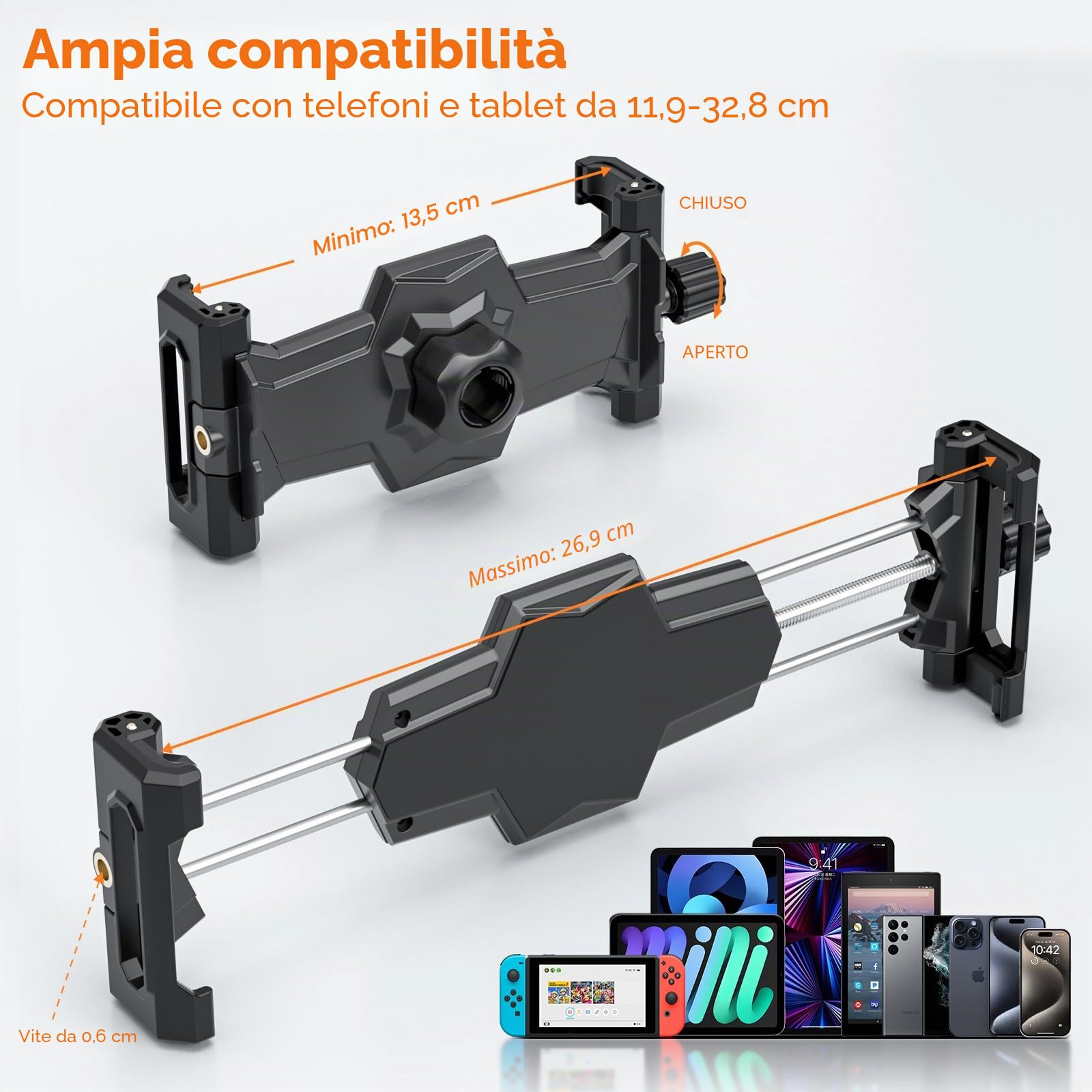 KDD Porta Tablet da Auto Regolabile a 360° Supporto per Sedile Posteriore Scrivania 4,7-12,9"