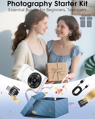 Miniatura 8 de Cámara digital, enfoque automático 48MP 4K cámara para fotografía con tarjeta de 32 GB, cámara digital portátil compacta de apuntar y disparar