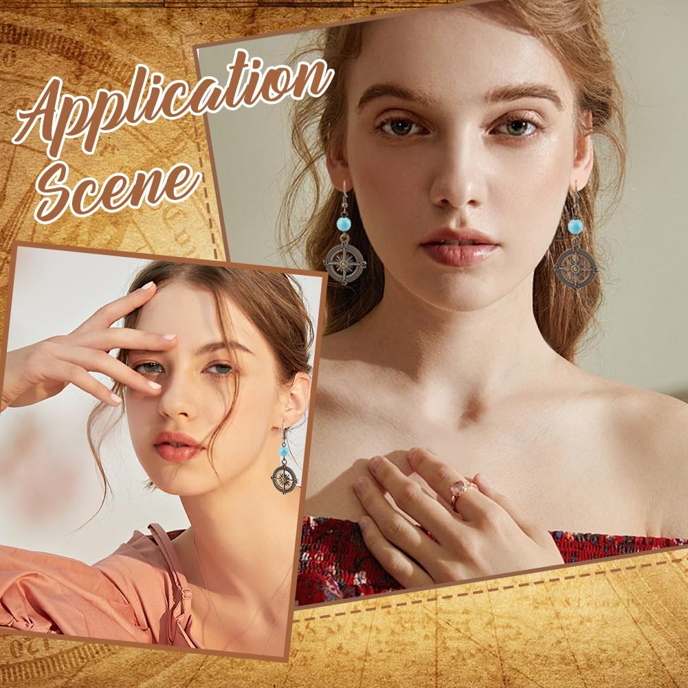 SUNNYCLUE 1 Box 50Pcs Compass Charm Bronze Charms Bulk Metal Alloy Tibetan Antique Style Round Hollow Anchor Shaped Dangle Charm for Jewelry Making Charms Earrings Necklace DIY Crafts Accessories - Image 5