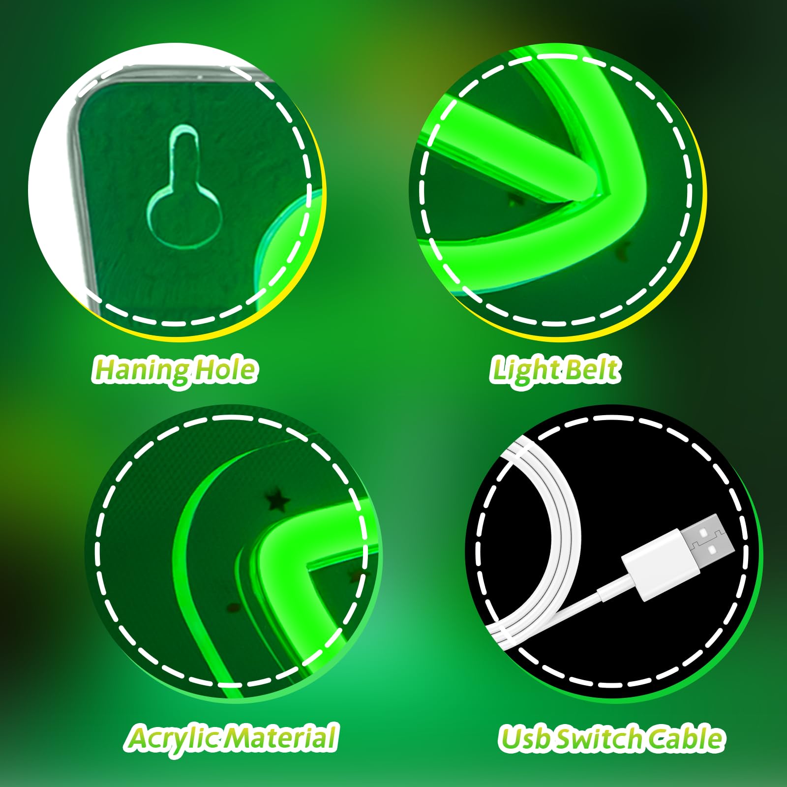 Segni al neon Verde Mojito Birra Bar Home Art USB Led Luci al neon Segno per Camera da letto Ufficio Hotel Pub Caffè Sala Ricreativa Wall Artwork Decor Luce notturna