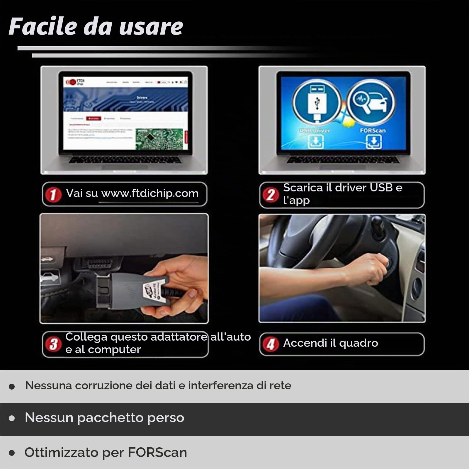 VLINKER FS Interfaccia Diagnostica OBD2 per FORScan, Adattatore USB OBDII con Commutazione Auto HS/MS-CAN, Compatibile Ford Mazda Lincoln, Tensione Programmazione FEPS 18V, Alta Velocità 3Mbps