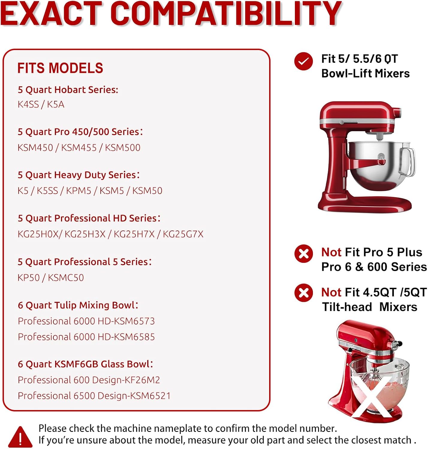 K5A 6 Wire Whip Attachment for KitchenAid 5 6 Quart Bowl Lift Stand Mixer, Dishwasher Safe, 18/8 Stainless Steel, 6 Wire Whip for K4, K5, K5SS, KSM5, KG25, KF26, KP50, KSM6573, Professional 6000