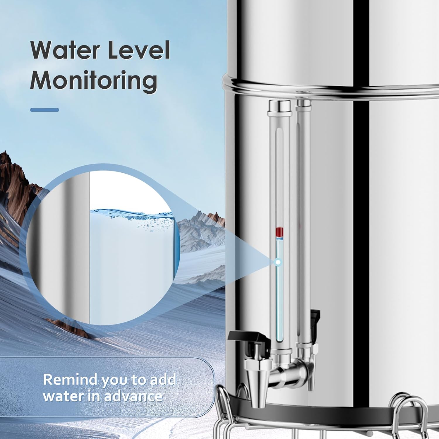 Purewell Sight Glass Spigot, Replacement Spigot for Purewell Gravity Water Filter System, Compatible with Other Water Filter Systems, Clear View Water Level with Red Floating Ball
