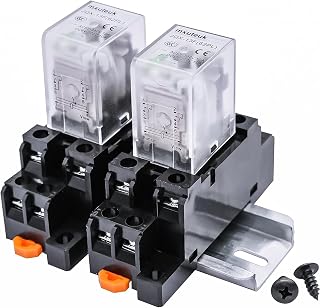 mxuteuk 2-Pack JQX-13FL AC 110V 8-Pin 10A DPDT Power Relay with LED Indicator, Sockets & DIN Rail Mount