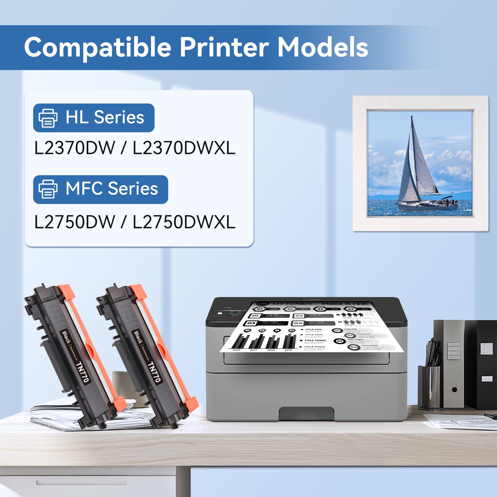 3x TN770 Toner Compatible With Brother HL-L2370DW HL-L2370XL MFC-L2750DW Printer