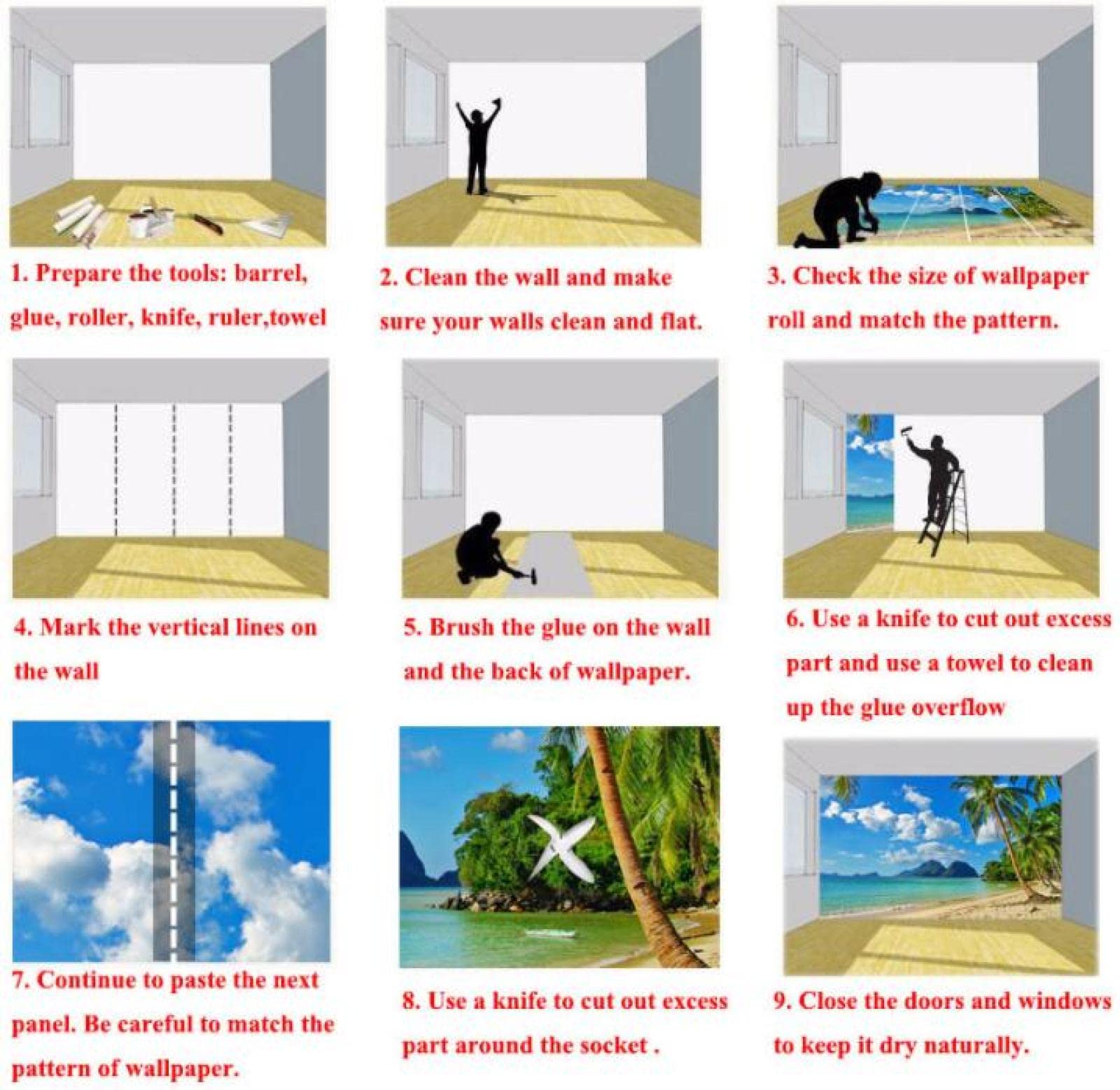 Papier Peint Panoramique Tapisserie Murales Oiseau Feuilles De Vigne Verte 200x140cm Intissé Soie Poster Geant Mural Salon Chambre