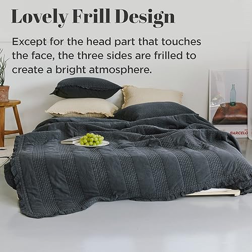 Miniatura 6 de Manta de cama estampada 100% algodón, tamaño matrimonialdoble, 79 x 91 pies, suave y transpirable, con pigmentos, ligera, para cama y sofá, color