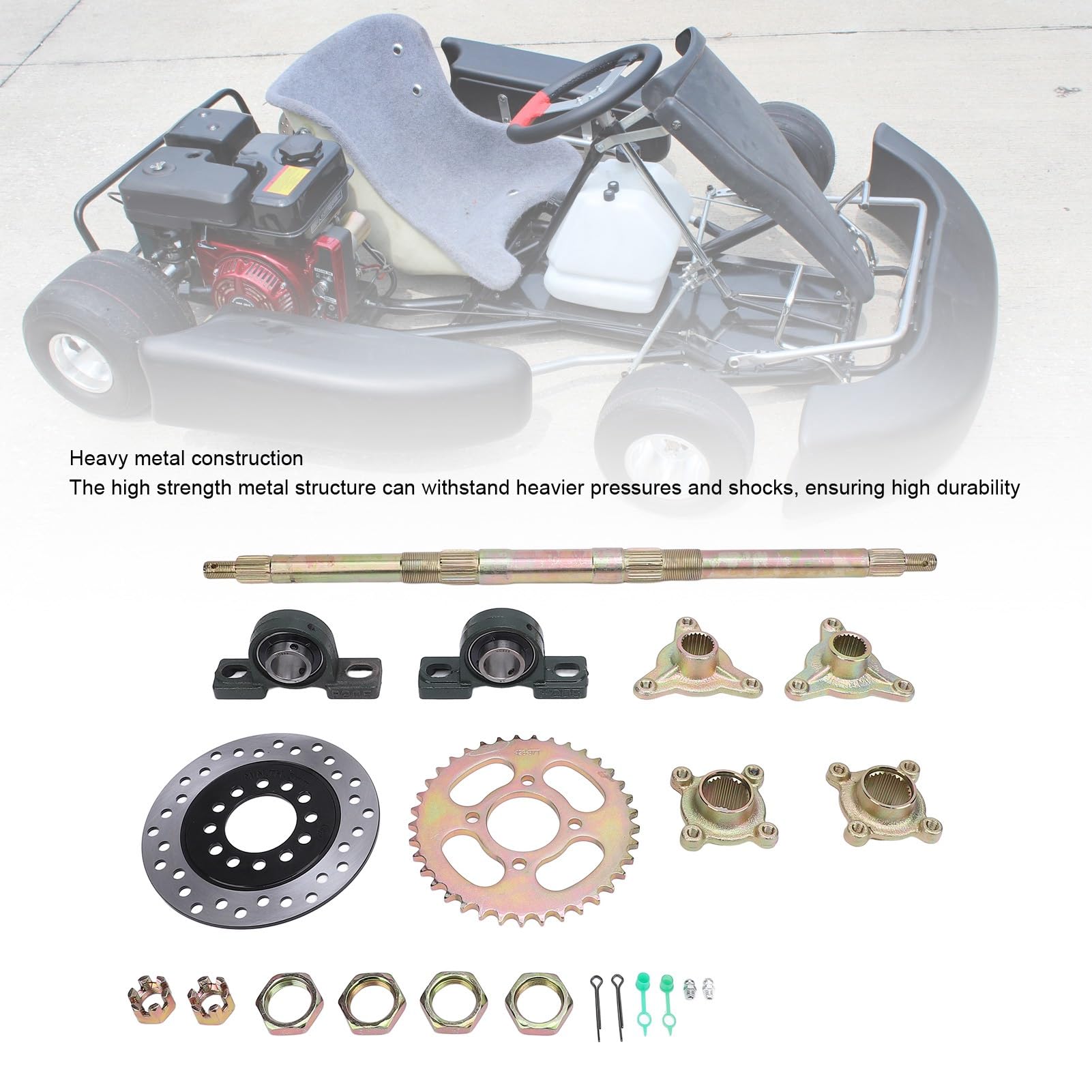 Kit de eje trasero para kart y quads de 24 pulgadas, incluye de freno y piñón, ideal para reconstrucción DIY de ATV, triciclos de derrape y vehículos de carreras