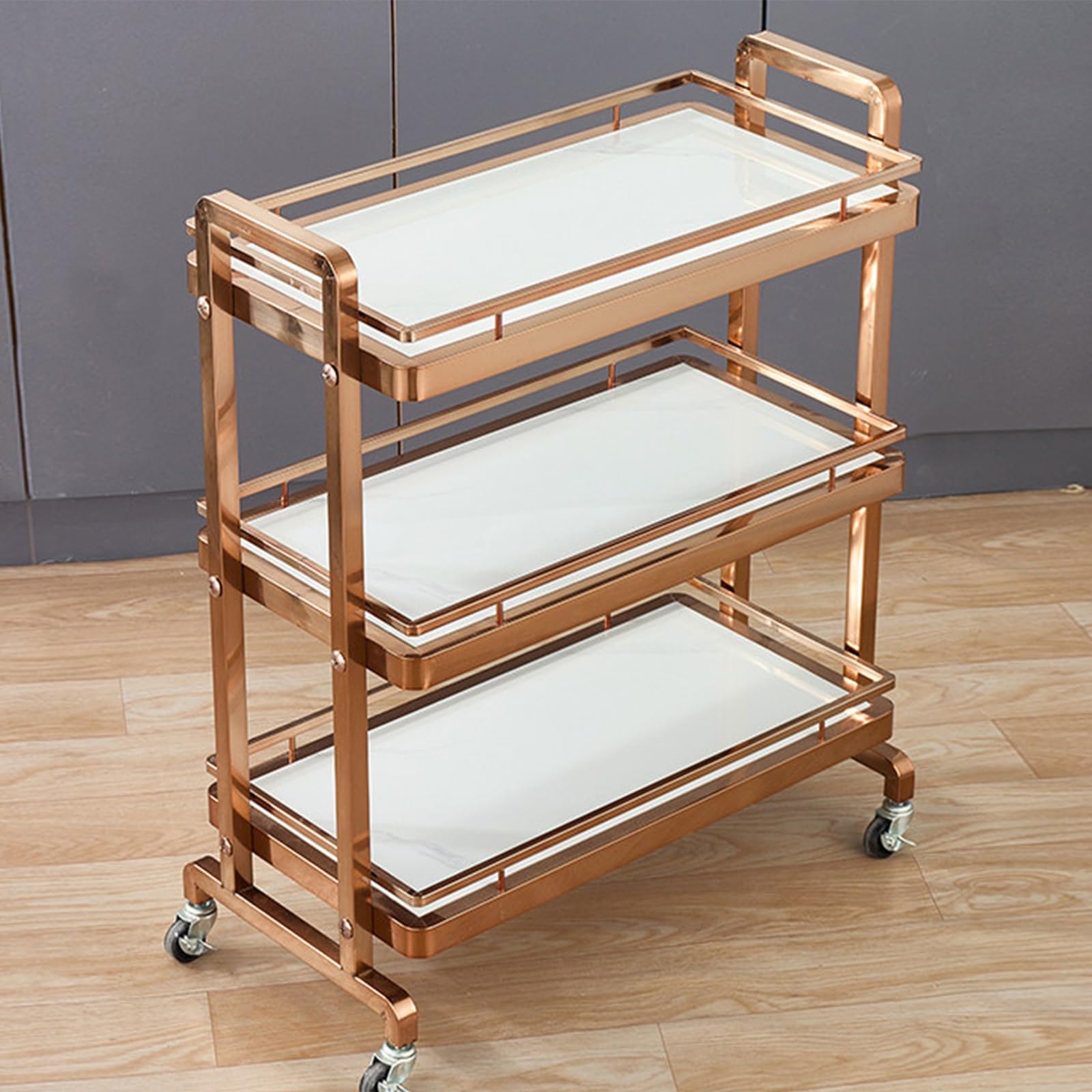 Kiboncy D Heavy Uty 3-Tier Restaurant Serving Cart, Stainless Steel Catering Trolley With Lockable Casters, Mobile Foo Snack Cart For Ktv Hotel Cafe(D)