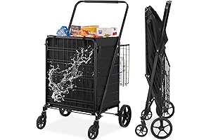 VEVOR 330LBS Large Capacity Folding Shopping Cart with Removable Liner