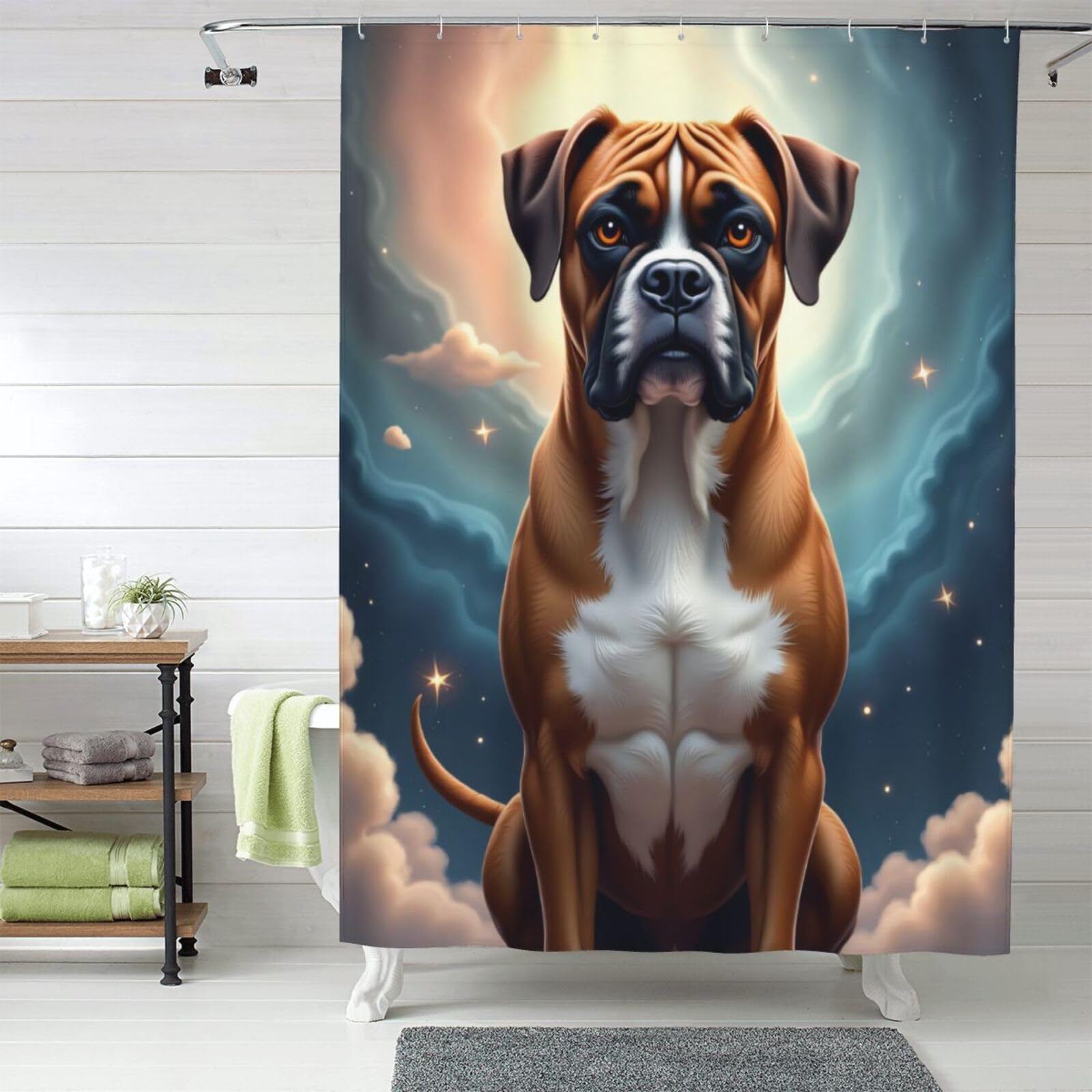 Rideau de douche moderne boxer en tissu épais pour une salle de bain propre et stylée