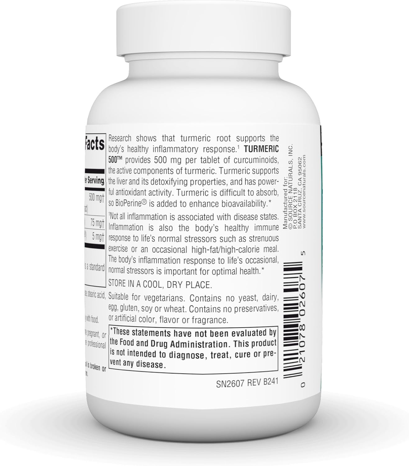 Source Naturals Turmeric 500, 500 mg - 120 Tablets - Image 3