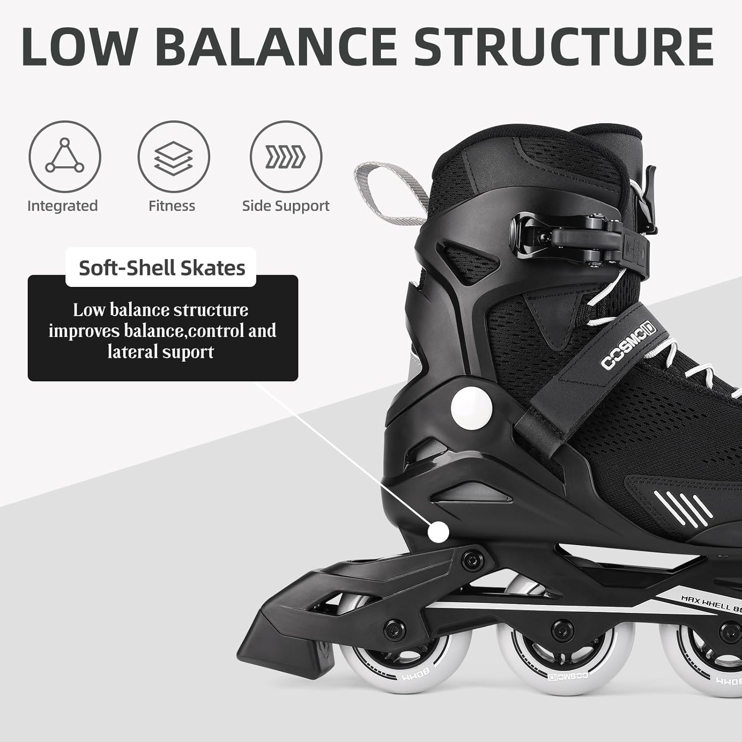 Men's Adult Fitness Inline Skate, Outdoor Street Blades Roller Adult Male, Professional Fitness Roller Skates Blades,Black,Size 5-12,Move