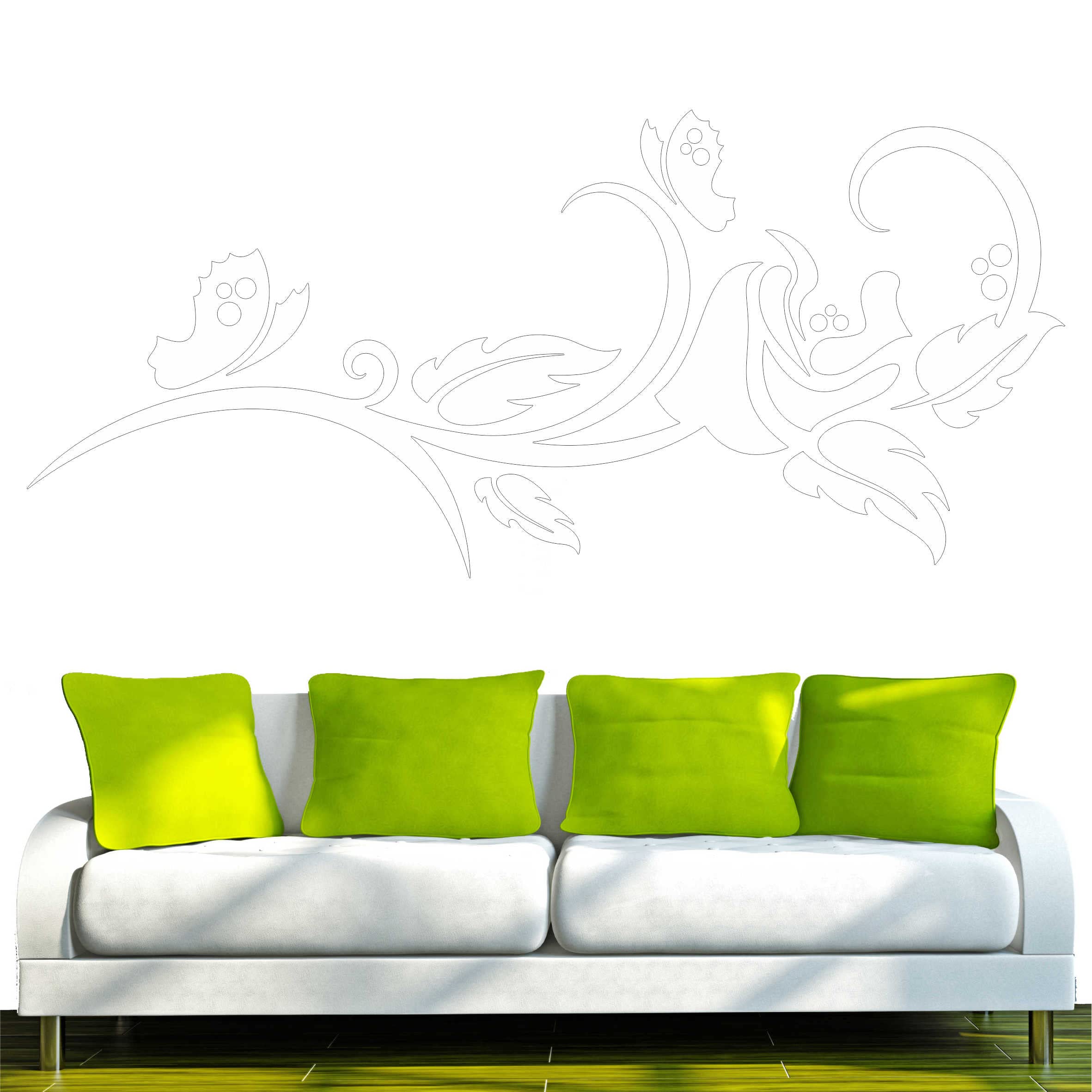 INDIGOS UG - Decalcomanie da muro - adesivi da parete - Murale - D153 Bellissimi Fiori Foglie Farfalla, Verde, 96 x 43 cm - Decorazione per soggiorno, camera dei bambini, ufficio, scuola