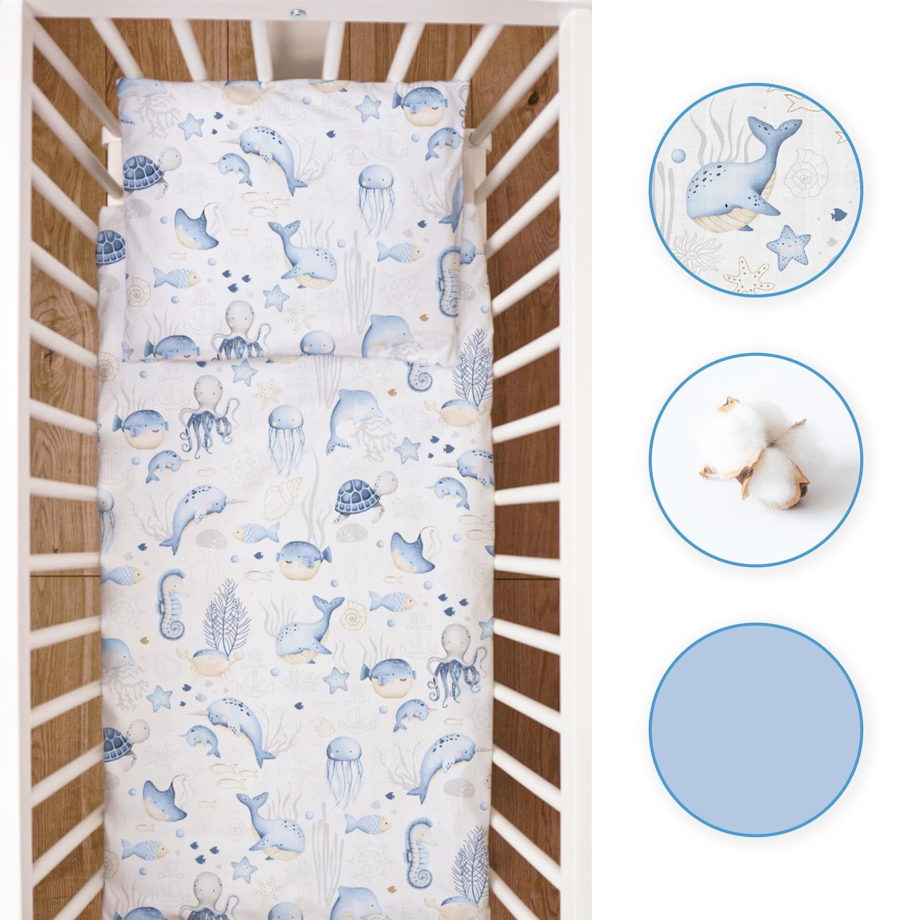 Baby Comfort 2 Piece Children Quilt Duvet & Pillow Set 80x70 cm 12M+ (Ocean), Pattern 33, 80/70 - Image 3