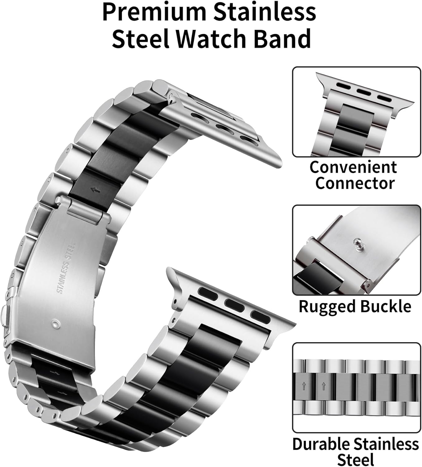 BINLUN Compatible with Apple Watch Band 49mm 46mm 45mm 44mm 42mm 41mm 40mm 38mm Stainless Steel Metal Watch Strap with TPU Watch Case Compatible with iWatch Series Ultra/11/10/9/8/7/SE2/SE/6/5/4/3/2/1