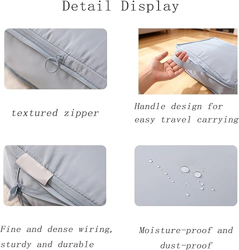 Miniatura 4 de Cubo de embalaje de compresión de viaje de 6 piezas - bolsa de viaje plegable expandible, bolsa de almacenamiento de equipaje (azul neblina)