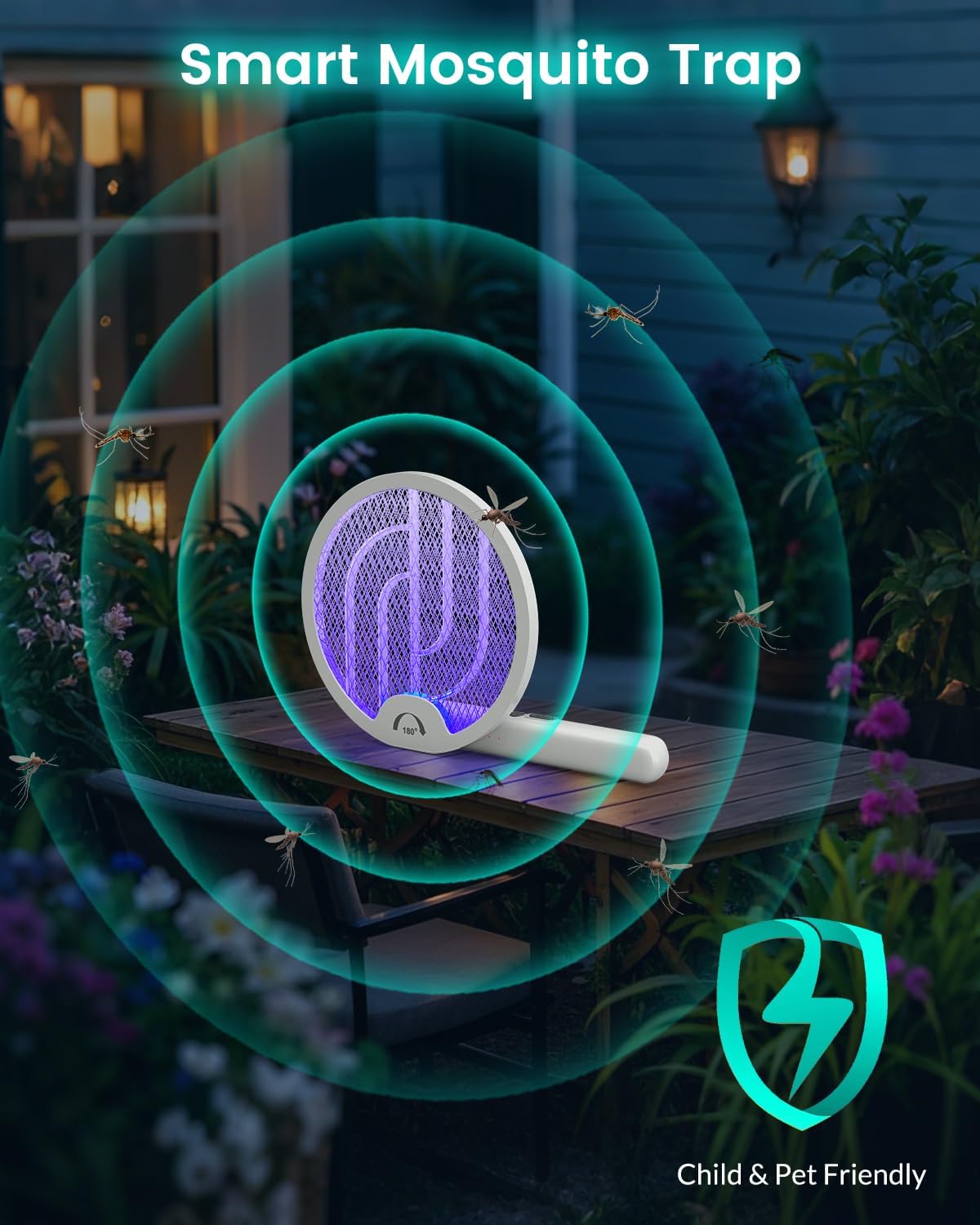 VLISBO Electric Mosquito Swatter with charging cable.