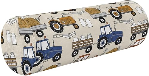 Farm Tractor Bolster Pillow Yoga Bedding Essentials Round Neck Roll Pillow Small Round Pillow Pillow Cylinder Round Pillow Covers with