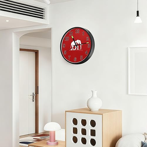 Miniatura 6 de Yuiboo Non-Ticking Silent Battery Operated Small Analog Clock Luminous Voice-Activated Decor Wall Clock Elephants Retro Red 12 Inch Decorative for
