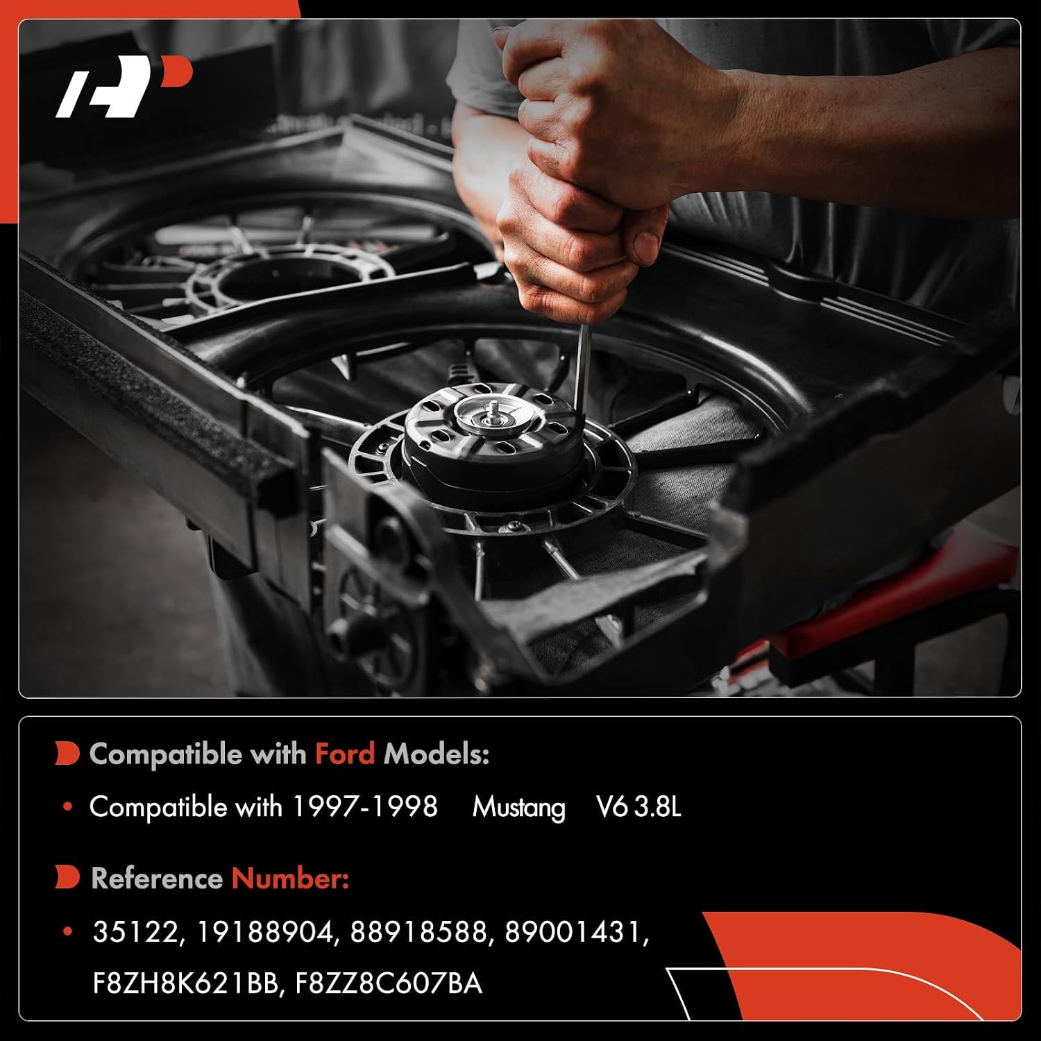 A-Premium Radiator Fan Motor Compatible with Ford Mustang 1997-1998 3.8L, Replace# F8ZZ8C607BA