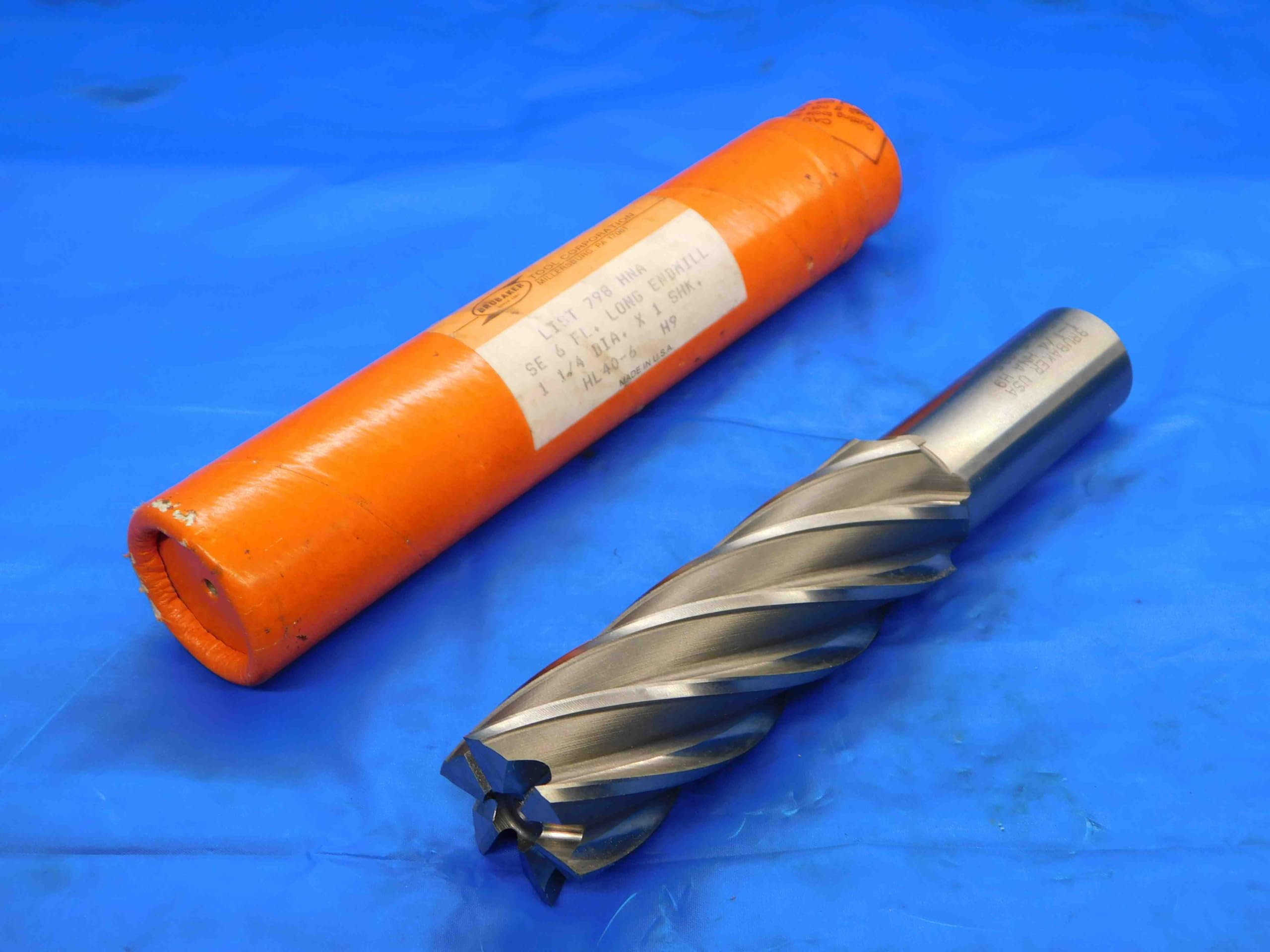 New Brubaker 1 1/4 O.D. 4" LOC 6 1/2 OAL HSS END Mill 1" Shank 6 Flute 1.25 USA - CB1228BQ3