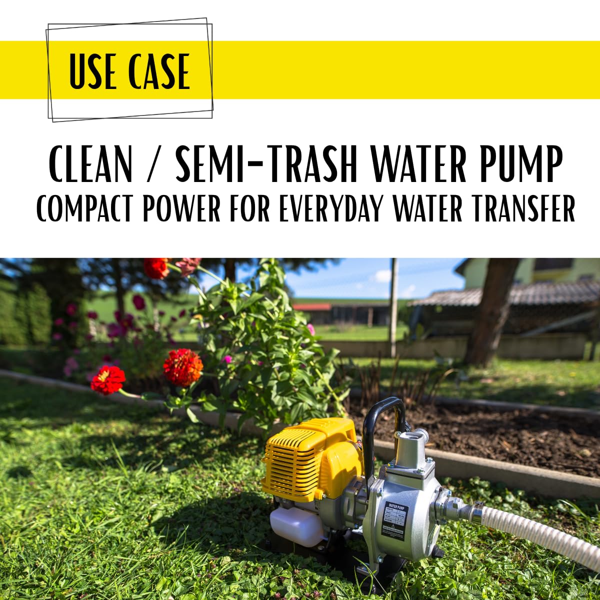 Pompe à eau essence 7500 L/h 35 m hauteur refoulement – Pompe transfert eau moteur 1 HP Peggas raccord 1 pouce pour irrigation jardin drainage cave chantier – Waspper PC107