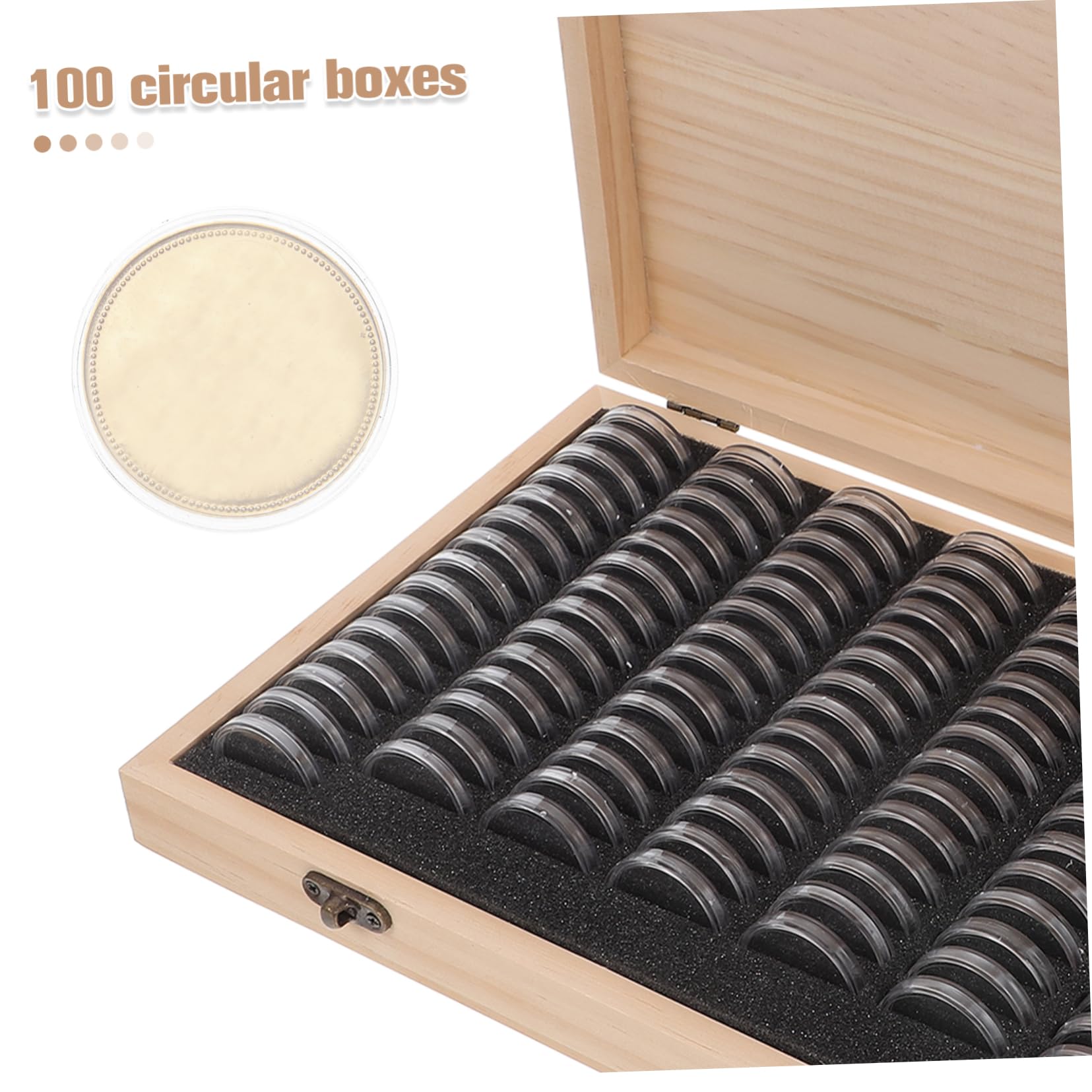 Operitacx Caja de Almacenamiento de Monedas de Madera para Coleccionistas