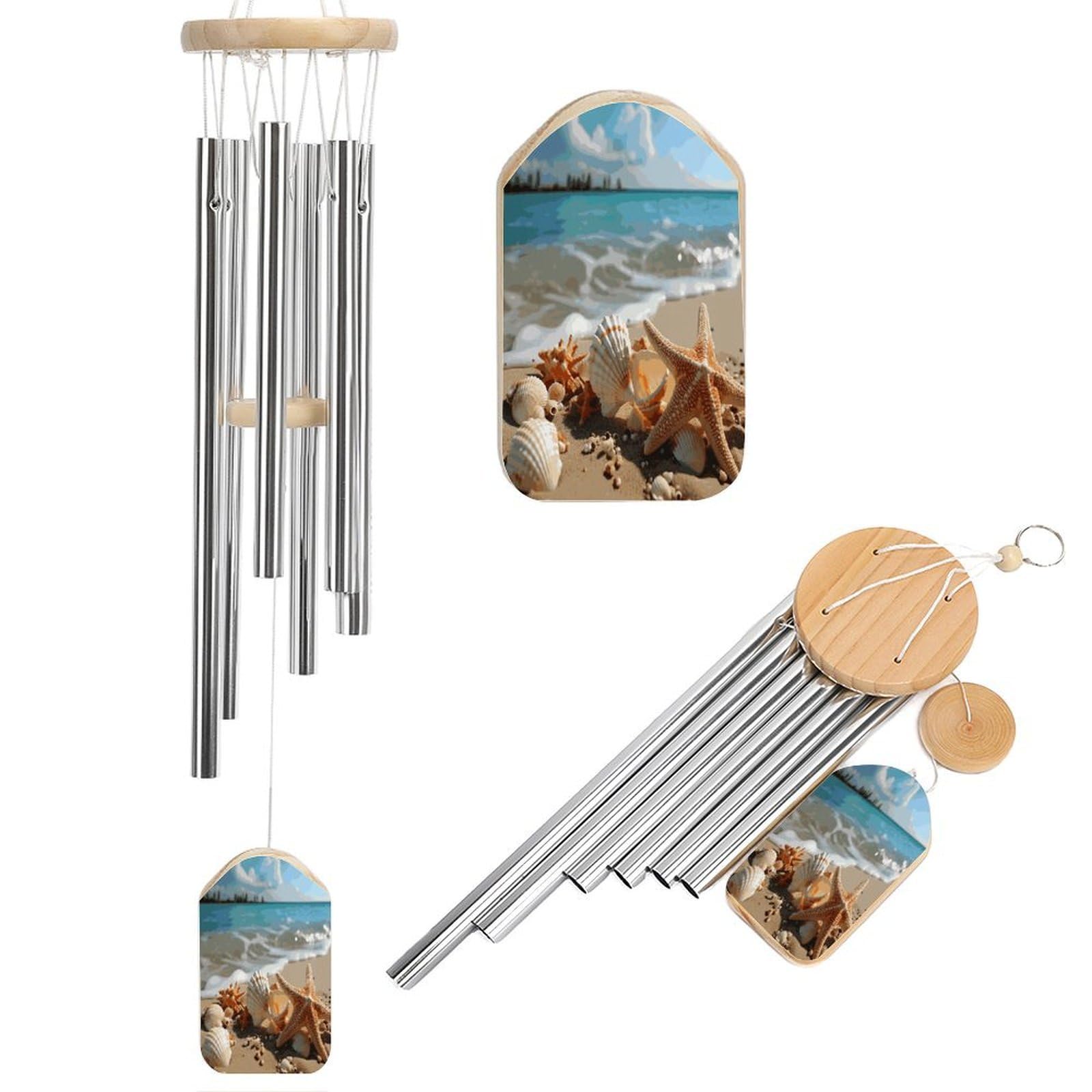 Adfgyerh Style Seashells Starfish On Beach Wind Chimes For Outside, Memorial Windchimes Deep Tone Soothing Melodic Tones, Sympathy Wind Chimes For Patio Home Or Garden Decor